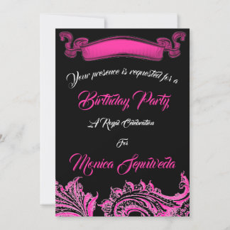 Einladung zur Vintagen Geburtstagsparty in Rosa un