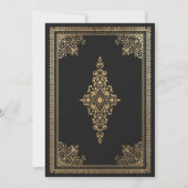 Einladung zur Vintagen Gothic Gold Viktorianisch H (Rückseite)