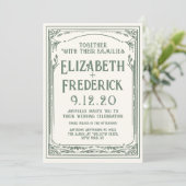 Einladung zur Vintagen Grünen Alten Hochzeit (Stehend Vorderseite)