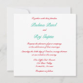 Einladung zur Vintagen Hochzeitsfeier in Rot und T (Rückseite)