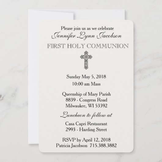 Einladung zur Vintagen Kommunion (Rückseite)