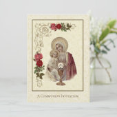 Einladung zur Vintagen Kommunion (Stehend Vorderseite)