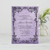 Einladung zur Vintagen Lila Blumenhochzeit (Stehend Vorderseite)