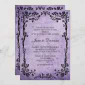 Einladung zur Vintagen Lila Blumenhochzeit (Vorne/Hinten)
