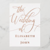 Einladung zur Vintagen Minimal White Rose Gold Hoc (Vorderseite)