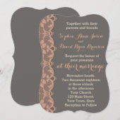Einladung zur Vintagen Peach Grey Lace Hochzeit (Vorne/Hinten)