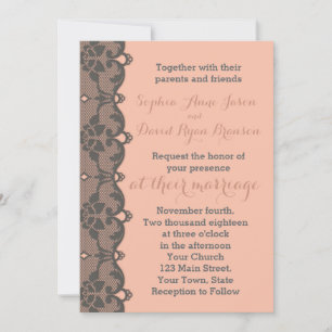 Einladung zur Vintagen Peach Grey Lace Hochzeit