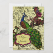 Einladung zur Vintagen Pfauenhochzeit (Vorderseite)