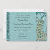 Einladung zur Vintagen Pfauenhochzeit (Vorderseite)