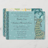 Einladung zur Vintagen Pfauenhochzeit (Vorne/Hinten)