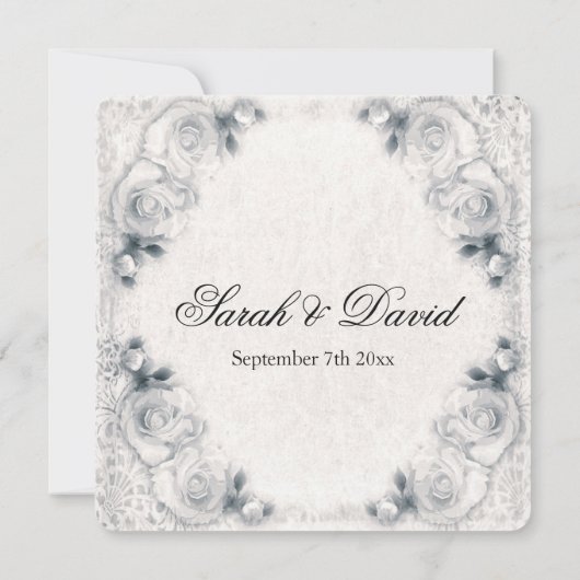 Einladung zur Vintagen Rosenhochzeit (Rückseite)