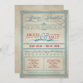 Einladung zur Vintagen Rot-Weiß-Hochzeit (Vorne/Hinten)