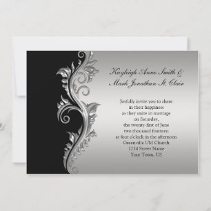 Einladung zur Vintagen Schwarz-Silber-Hochzeit