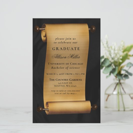 Einladung zur Vintagen Scroll Graduiertengruppe (Stehend Vorderseite)