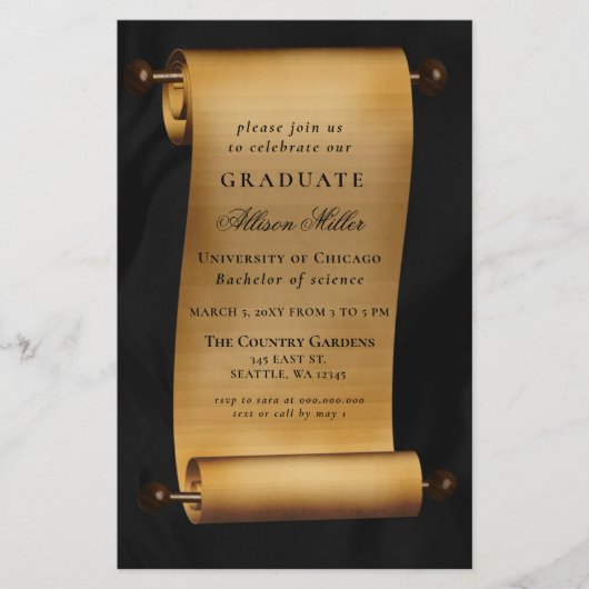 Einladung zur Vintagen Scroll Graduiertengruppe (Vorderseite)