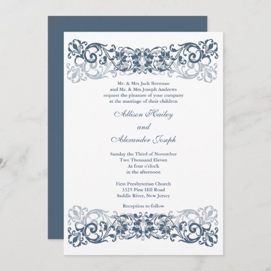 Einladung zur Vintagen Scrollhochzeit (Vorne/Hinten)