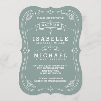 Einladung zur Vintagen Scrollhochzeit | Green