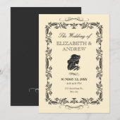 Einladung zur Vintagen verzierten Hochzeit (Vorne/Hinten)