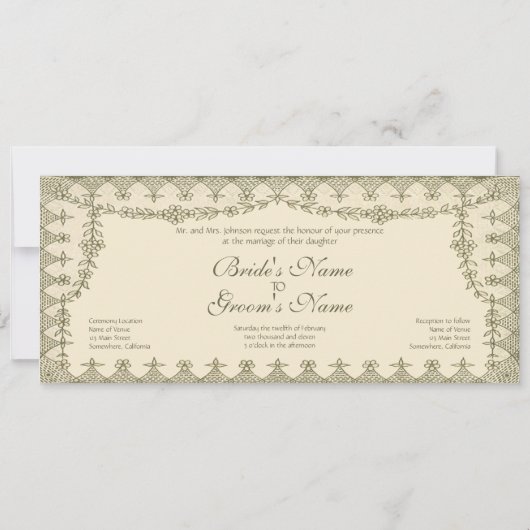 Einladung zur Vintagen Viktorianischen Herzhochzei (Rückseite)