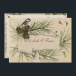 Einladung zur Vintagen Winterlandhochzeit<br><div class="desc">Vintager Winter/Pine Cone Land Hochzeitseinladung. Die Vintage Karte kann für jede Gelegenheit oder Veranstaltung angepasst werden. Niedliche Black Cap Chickade,  Pine Needles und Snowflakes. com</div>