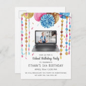 Einladung zur virtuellen Geburtstagspartei Postkarte (Vorne/Hinten)