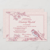 Einladung zur Vogelkonfirmation von Pink Cherry Bl (Vorne/Hinten)