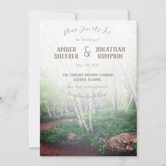 Einladung zur Waldhochzeit (Vorderseite)