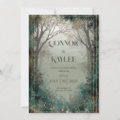 Einladung zur Waldhochzeit mit Snowy-Verzauberung (Vorderseite)