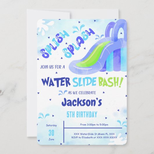 Einladung zur Wasserrutsche (Vorderseite)