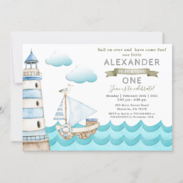 Einladung zur Watercolor Nautical Birthday Party