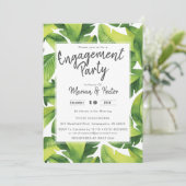 Einladung zur Watercolor Tropical Engagement Party (Stehend Vorderseite)