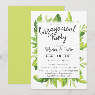 Einladung zur Watercolor Tropical Engagement Party