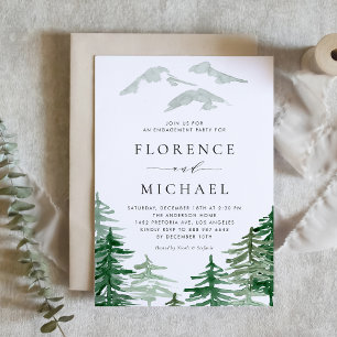 Einladung zur Watercolor Woodland Engagement Party