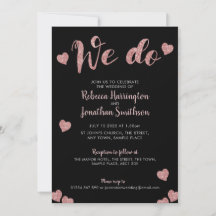 Einladung zur "We Do"-Rosa-Schwarzen Hochzeit