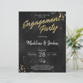 Einladung zur Weihnachts-Black & Gold-Engagement (Stehend Vorderseite)
