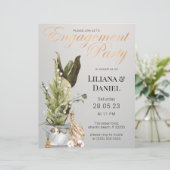 Einladung zur Weihnachts-Graue-Gold-Engagement (Stehend Vorderseite)