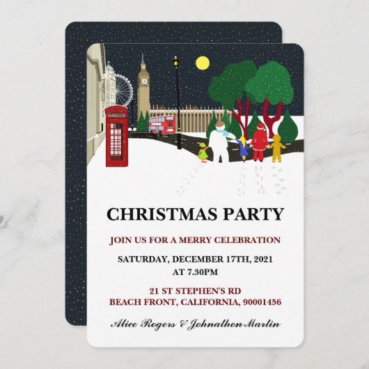 Einladung zur Weihnachtsbande in London (Vorne/Hinten)