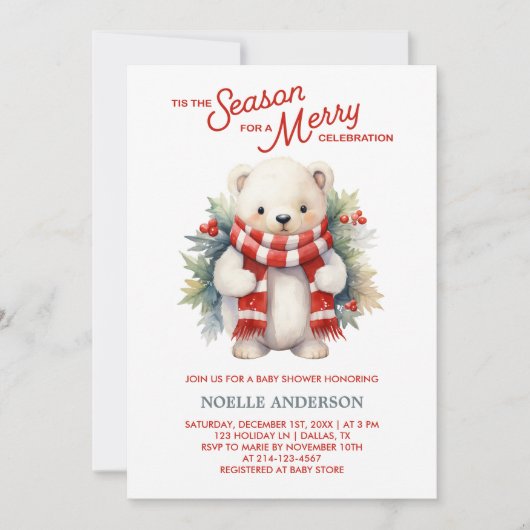 Einladung zur Weihnachtsbärendusche (Vorderseite)