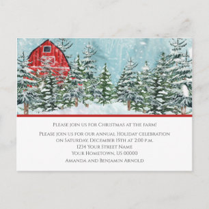 Einladung zur Weihnachtsfeier auf der Red Barn Far Postkarte