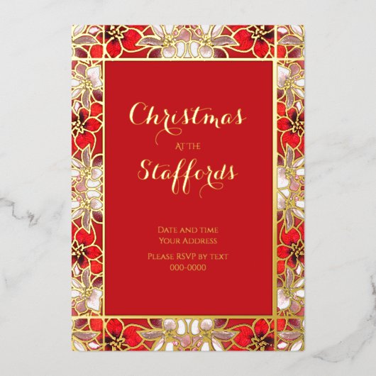 Einladung zur Weihnachtsfeier in Snow Foil (Vorderseite)