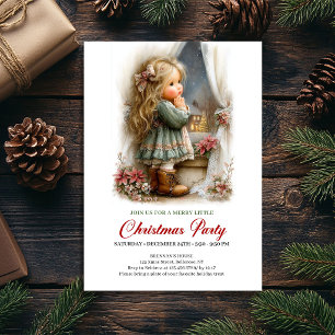 Einladung zur Weihnachtsfeier süßes Mädchen Ferien