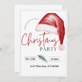 Einladung zur Weihnachtsfeier Weihnachtsmannmütze (Vorne/Hinten)