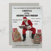 Einladung zur Weihnachtsmann-Werkstatt-Party (Vorne/Hinten)