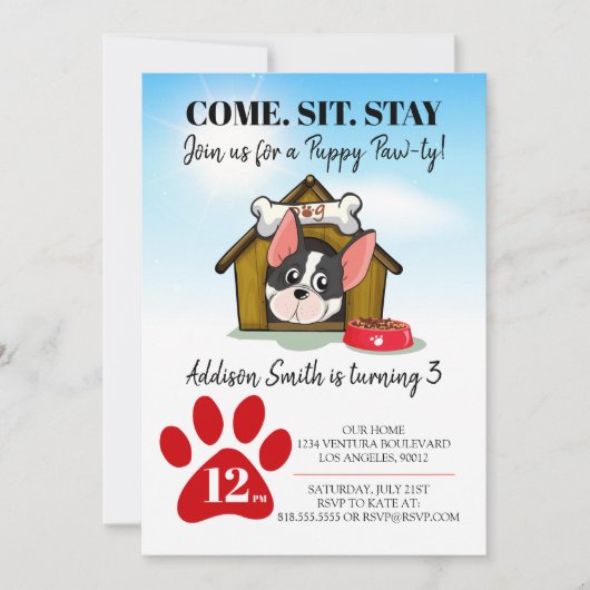 Einladung zur Welpengeburt (Vorderseite)