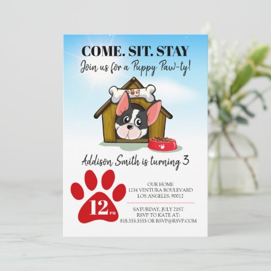 Einladung zur Welpengeburt (Stehend Vorderseite)