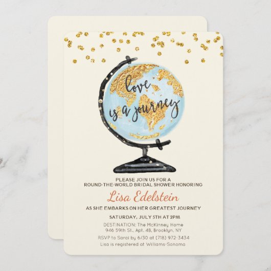 Einladung zur Weltreise Bridal Dusche (Vorne/Hinten)