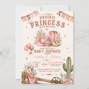 Einladung zur Western-Baby-Party Pink Prairie Prin