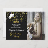 Einladung zur White Cap Foto Graduation Party (Vorderseite)