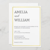 Einladung zur White & Gold Hochzeit (Vorne/Hinten)