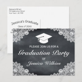 Einladung zur White Lace Graduation Party in Black